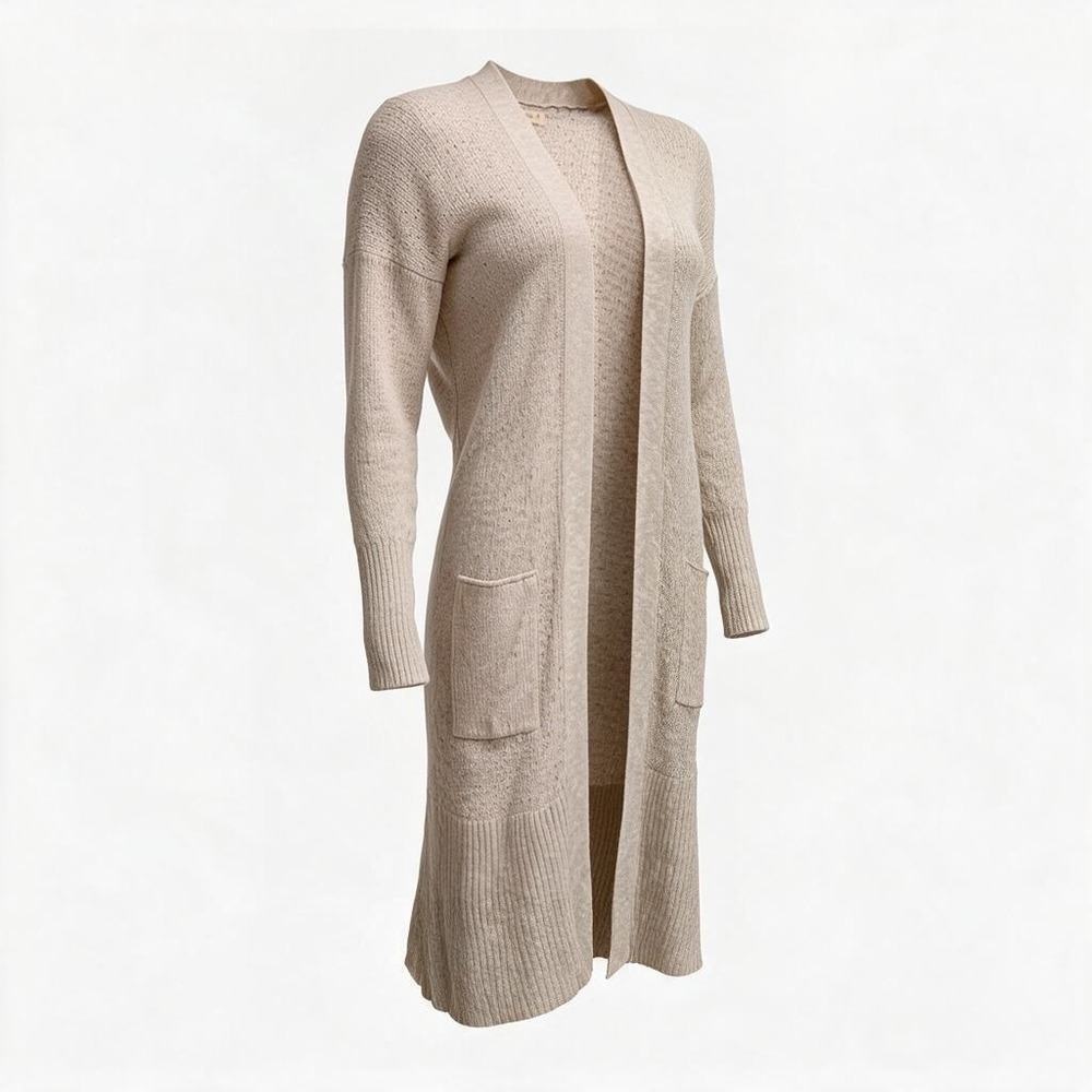 Hollister Womens Small Beige Longline Open Front Cardigan Sweater